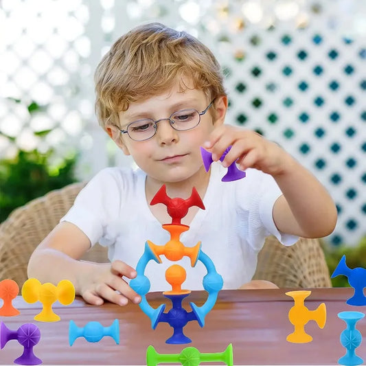 DIY Soft TPR Building Block Suction Cups Interesting Educational Construction Toys Children's Gifts Creative Assembly Toys