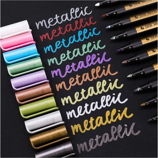 10 Colors Metallic Marker Kawaii Waterproof Stationery Paint Pen Permanent DIY Manga Drawing Craft Pens Painting