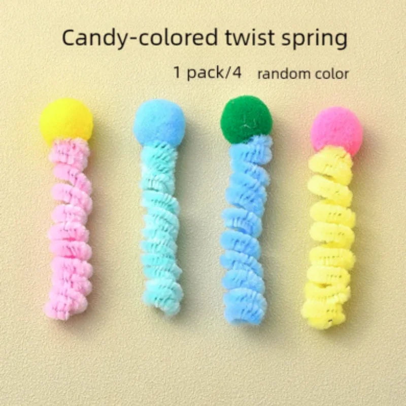 Colorful Plastic Spring Cat Toy Jumping Interactive Pet Supplies Scratch-Resistant Bite-Resistant for Cats