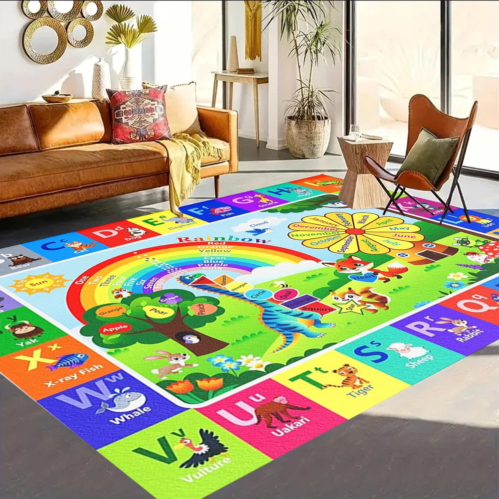 Educational Playful  Alphabet Theme Game Rug for Learning Area Nursery Activity Space Family  Non-Slip Durable