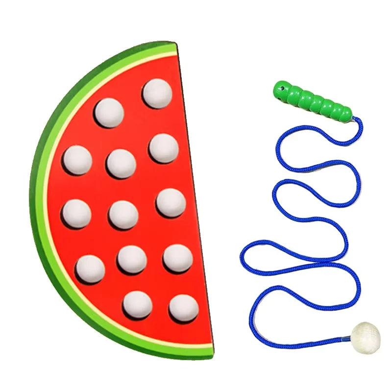 Fruits Threading Teaching Toys Wooden Lacing Toy Kids Toddlers Fine Motor Skills Toy Activity Early Educational Toys Boys Girls