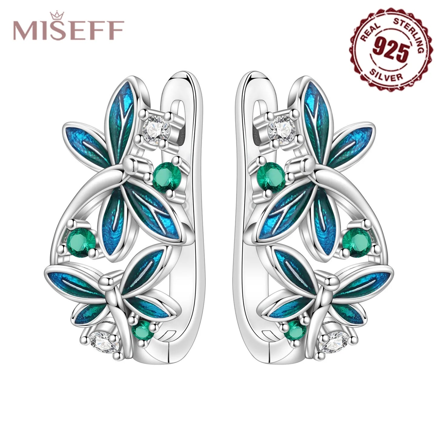 MISEFF S925 Sterling Silver Earring Exquisite Insect Gradient Dragonfly Earrings Original Jewelry Birthday Gifts For Women