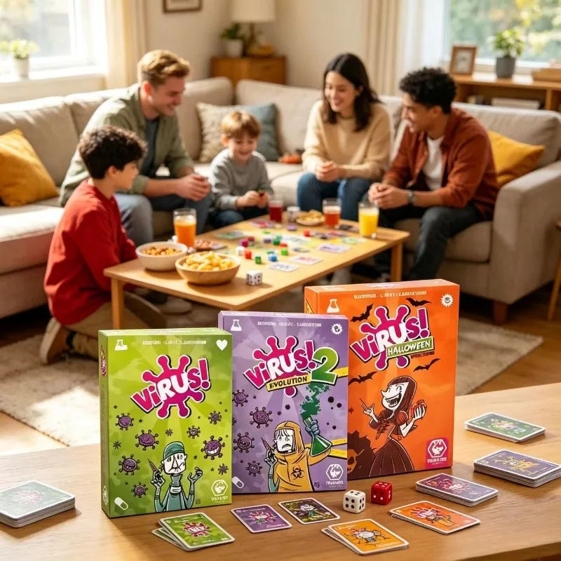 Family Strategy Card Game Set Virus Series 1&2 & Halloween Adult Party Board Game Youth Group Interactive Entertainment