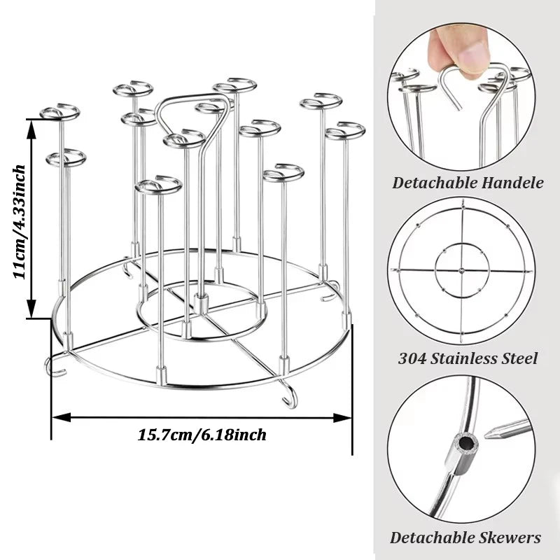 12Pcs Stainless Steel Air Fryer Oven  Barbecue Stick Kitchen BBQ Skewer Grill Reusable Baking Stick Needle Kebab Cooking Tool