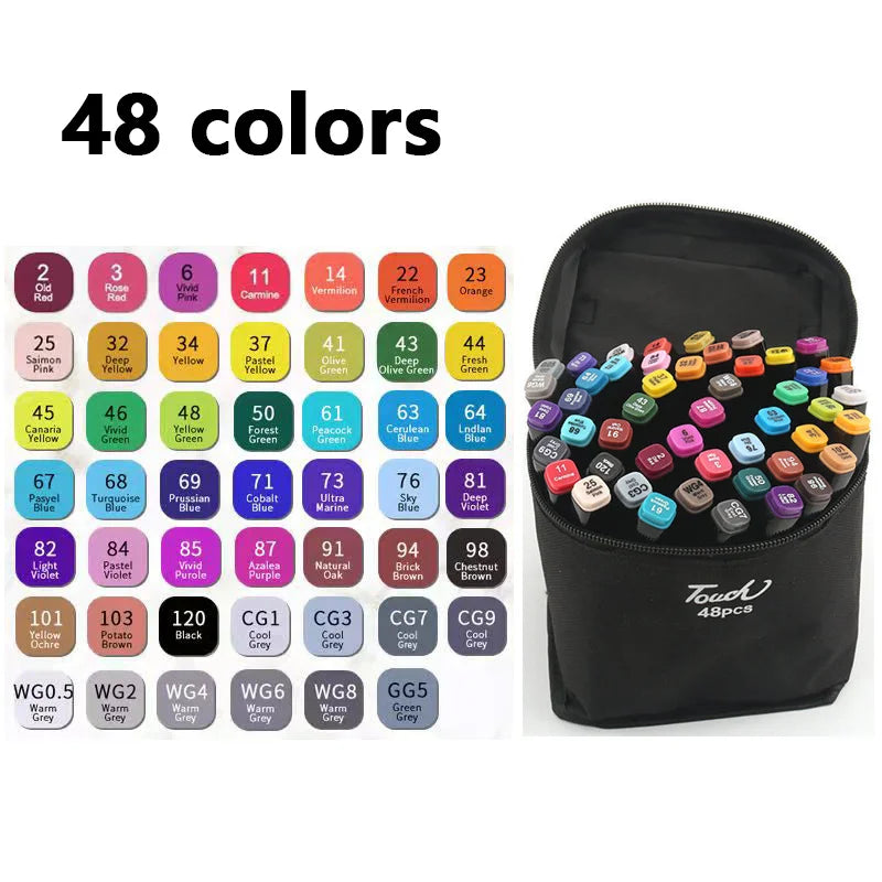 24-168 Colored Marker Pens Set Manga Brush Pen Drawing sketch Kawaii Art School Supplies Stationery Paint Lettering Markers
