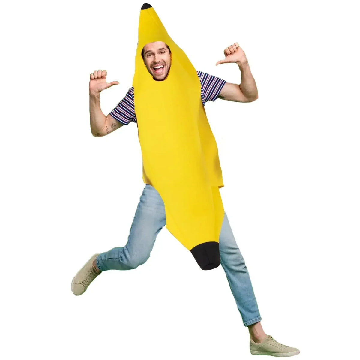 Banana Halloween Costume for Adults Kids Funny Fruit Stage Outfit Carnival Party Performance Wear Comedy Costume Set