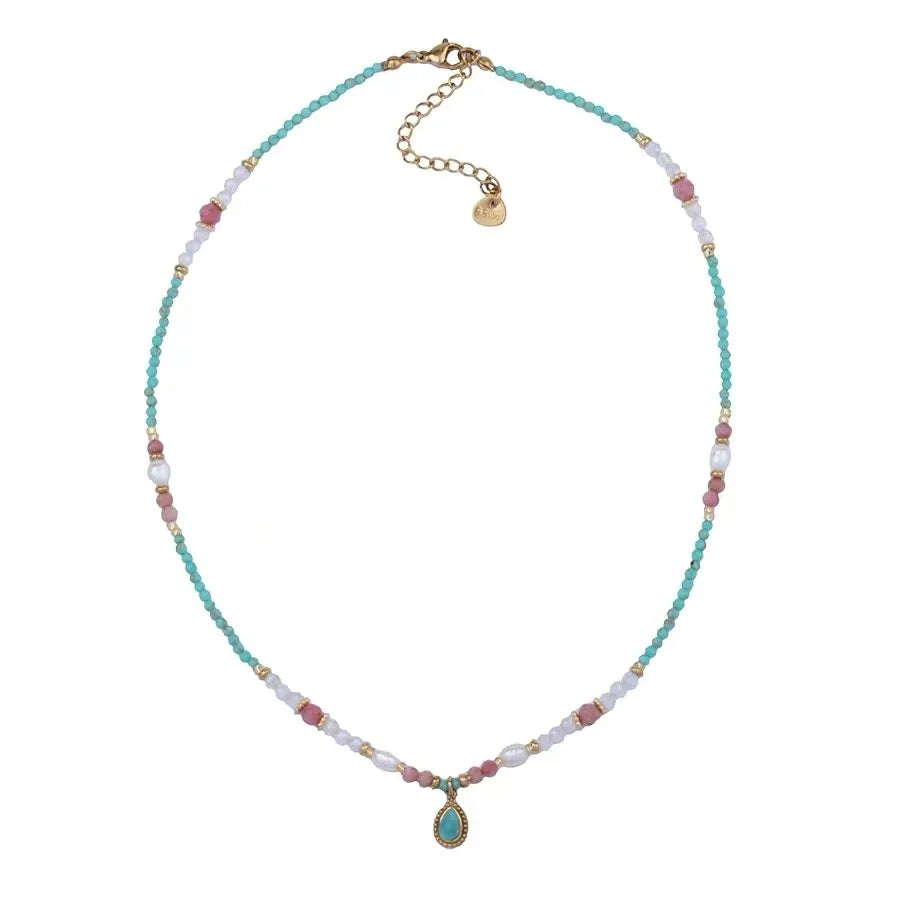 Natural Stone Pearl Bead Chain Water Droplet Pendant Necklace 2025 Fashion Jewelry For Women's Sexy Collarbone Chain Accessories