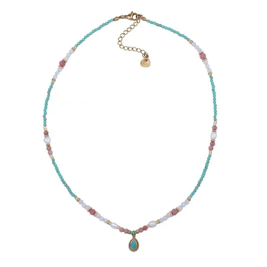 Natural Stone Pearl Bead Chain Water Droplet Pendant Necklace 2025 Fashion Jewelry For Women's Sexy Collarbone Chain Accessories