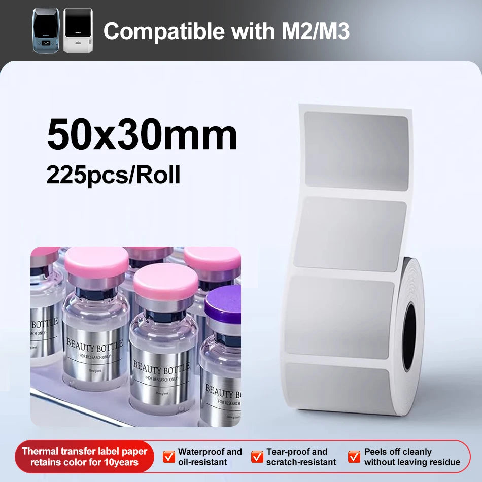 Niimbot M2/M3 Laser-color Silver/Matte Silver Labels Thermal Transfer Printing Paper Round Square Sticker for Niimbot M2 Printer