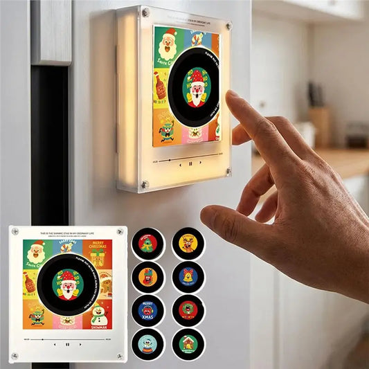 ABFS Built-In LED Xmas Christmas Fridge Magnet Magnetic Music Touch To Play Vinyl Record Player Night Light