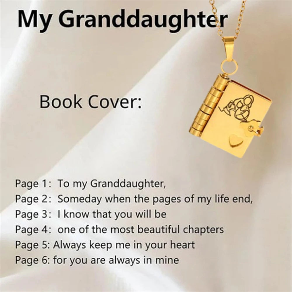 Mother’s Day Gift Best Mom Ever Book Necklace Stainless Steel Engraved Book Locket Necklaces Women Daughter Present for Mom