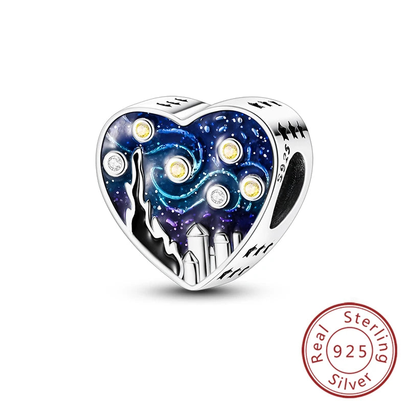 925 Sterling Silver Heart Shape Charm Beads Mother Daughter Family Pet Paw Beads Fit Bracelets Mother's Day Jewelry Gift