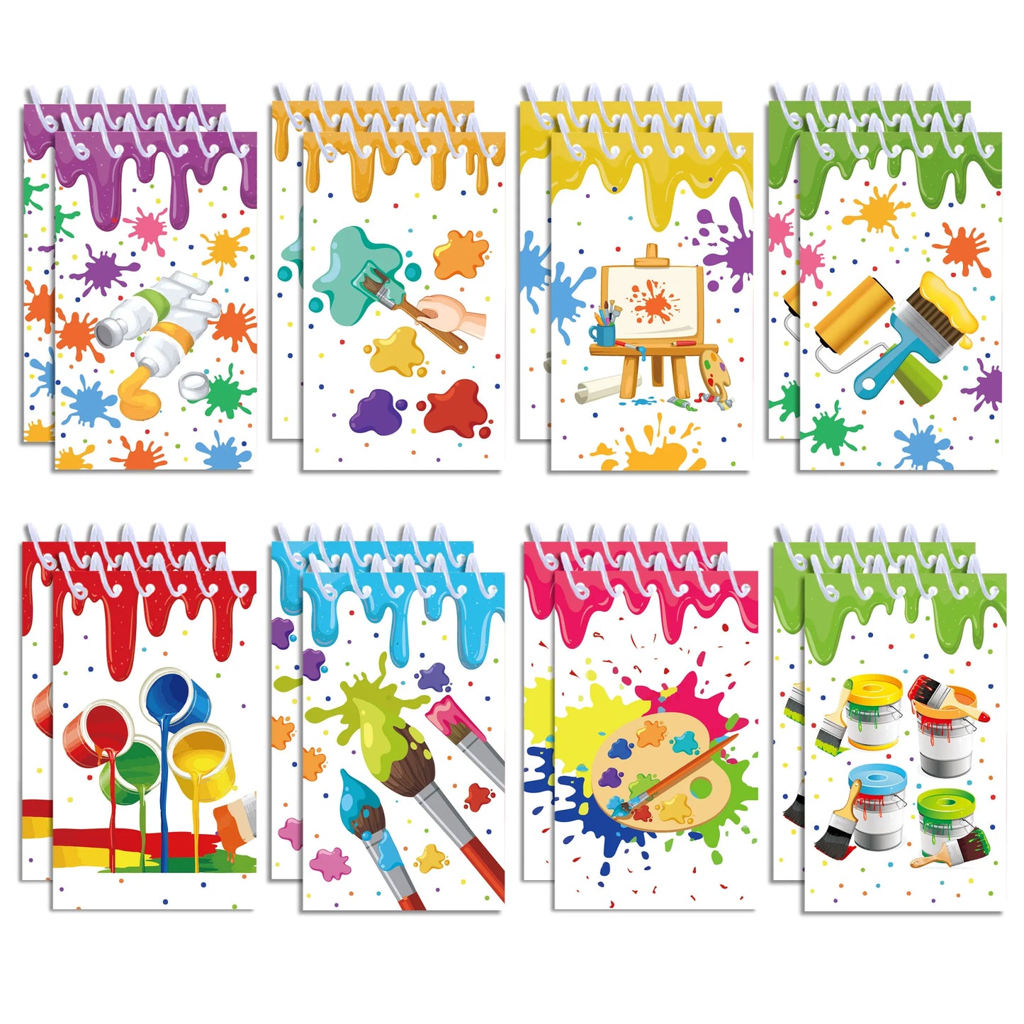 8pcs Art Color Palette Themed Mini Spiral Pocket Notebooks Memo Pad Coil Booklet Notepads For Office Stationery School Diaries