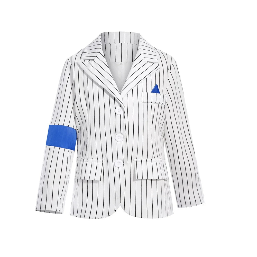 Kids Michael Jackson Cosplay Costume White Stripe Suit Gold Pants Full Set Hat Tie Armband  Pop Star Halloween Carnival Outfit