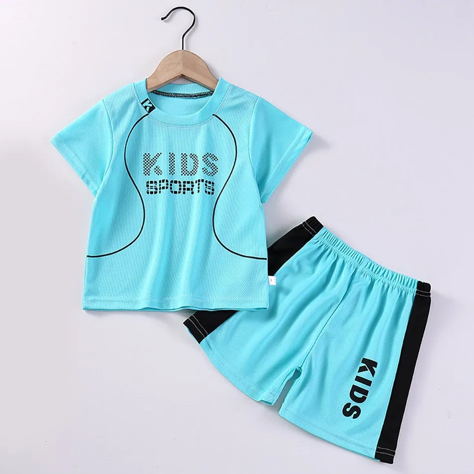 Children Summer Short Sleeve Football Basketball Suit Clothing Set Boy Girl Jersey Quick Drying Breathable Kids Sports Wear