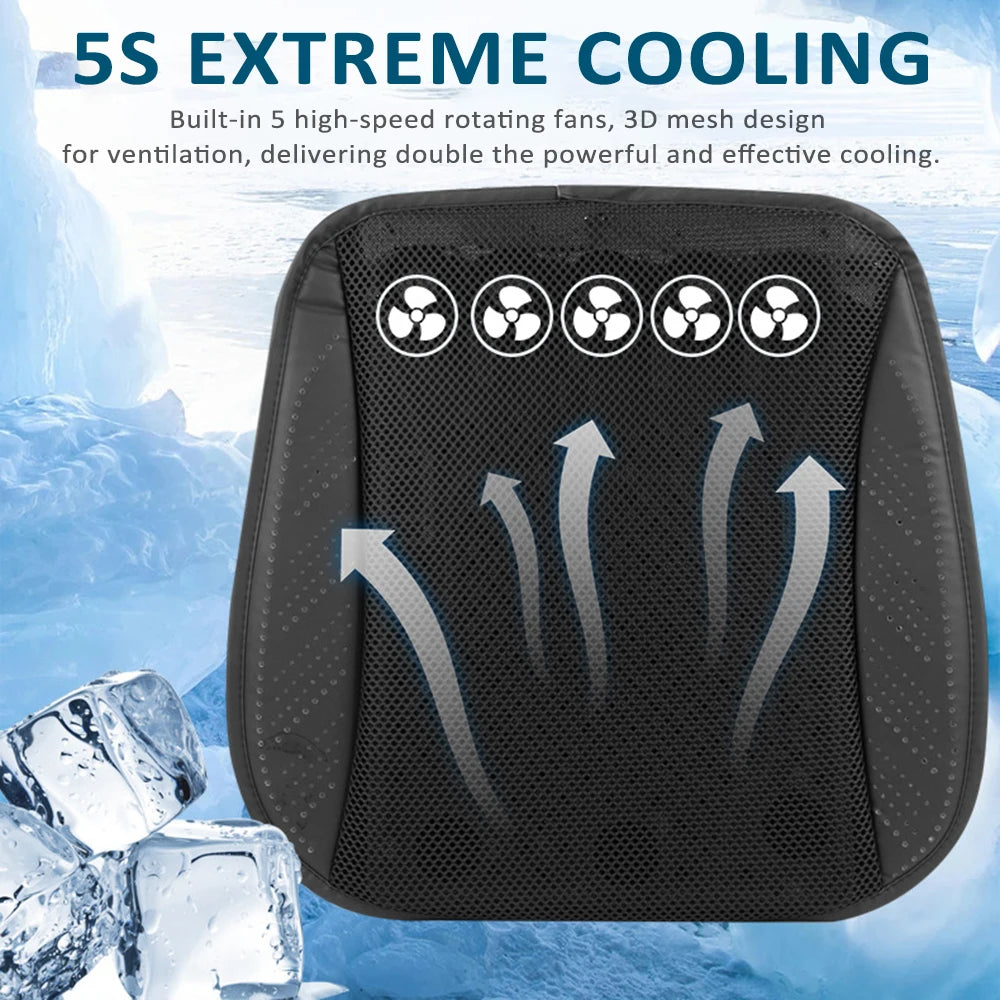 Ventilated Seat Cushion with USB Port, Summer Breathable Cooling Pad for All Car Seats, Home and Office Chairs, Navy Blue