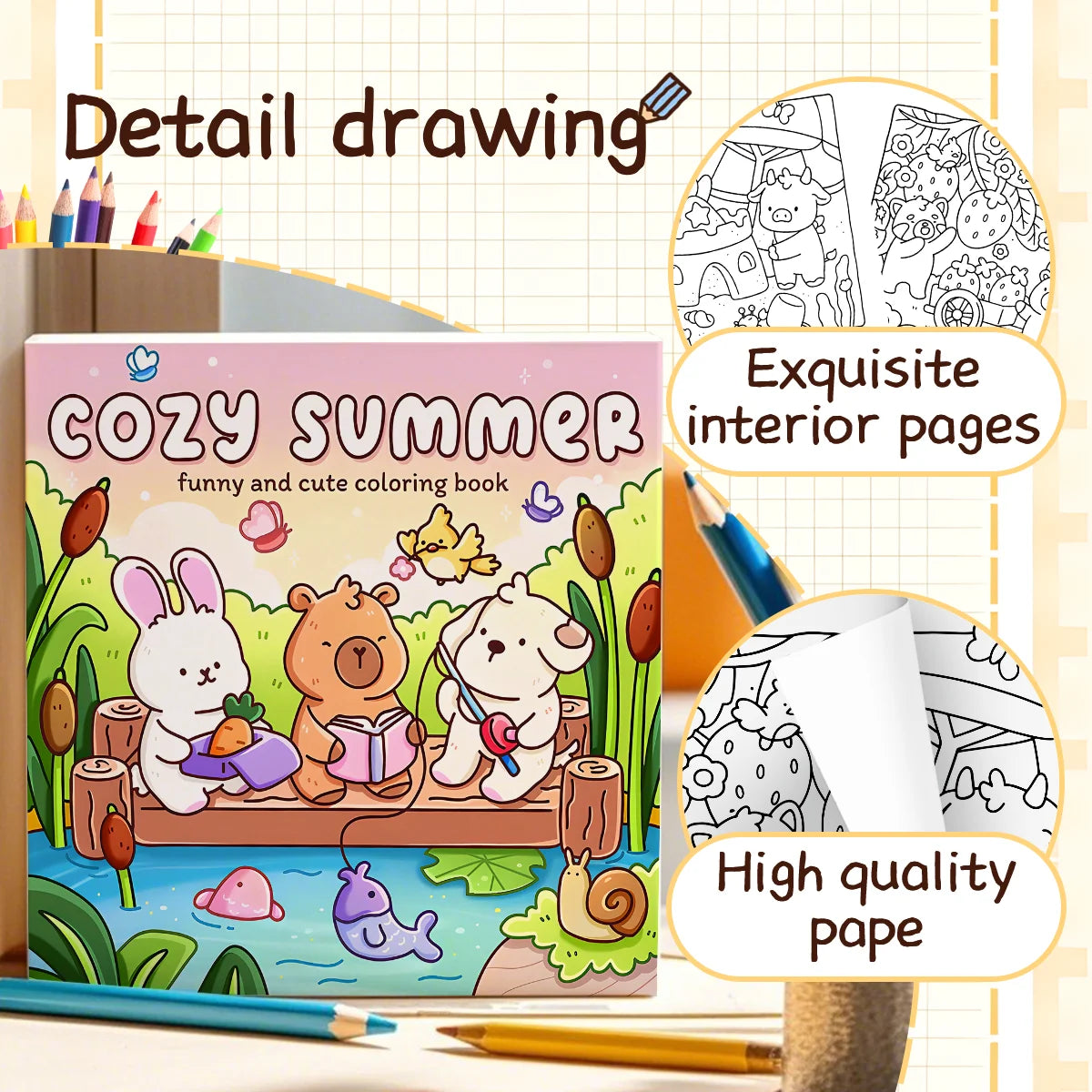 Cozy Summer funny and cute Coloring Book for Adults Cute Drawing Book Perfect Painting Gift for Party and Birthday