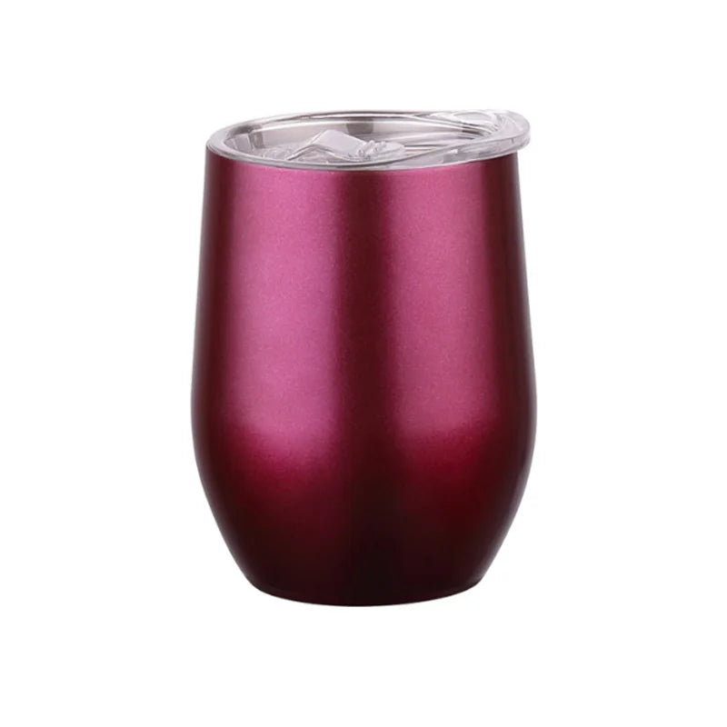 12OZ Wine seal Cover Custom Logo Mug Vacuum Insulated Thermos Garrafa Termica  Egg Shape Coffee Tumbler  Wine Beer  With Lid