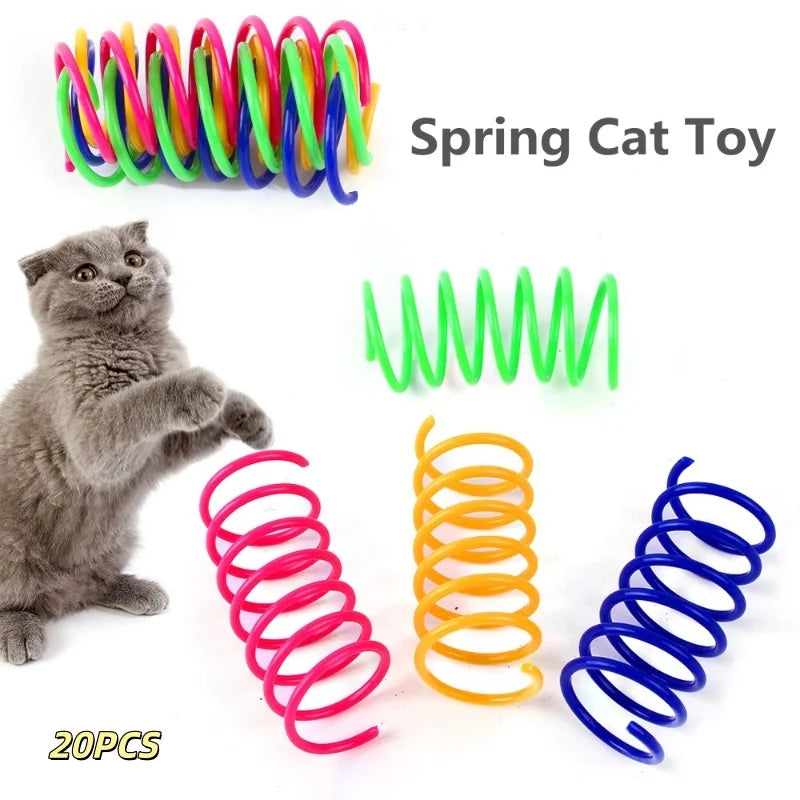 Colorful Plastic Spring Cat Toy Jumping Interactive Pet Supplies Scratch-Resistant Bite-Resistant for Cats