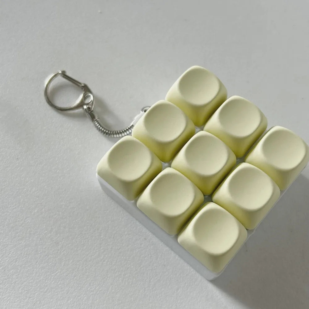 Relaxing DIY Keyboard Fidget Keychain Keycap Keys Button Finger Keyboard Cap 4/9Keys Relief Stress Clicker Toy Adult