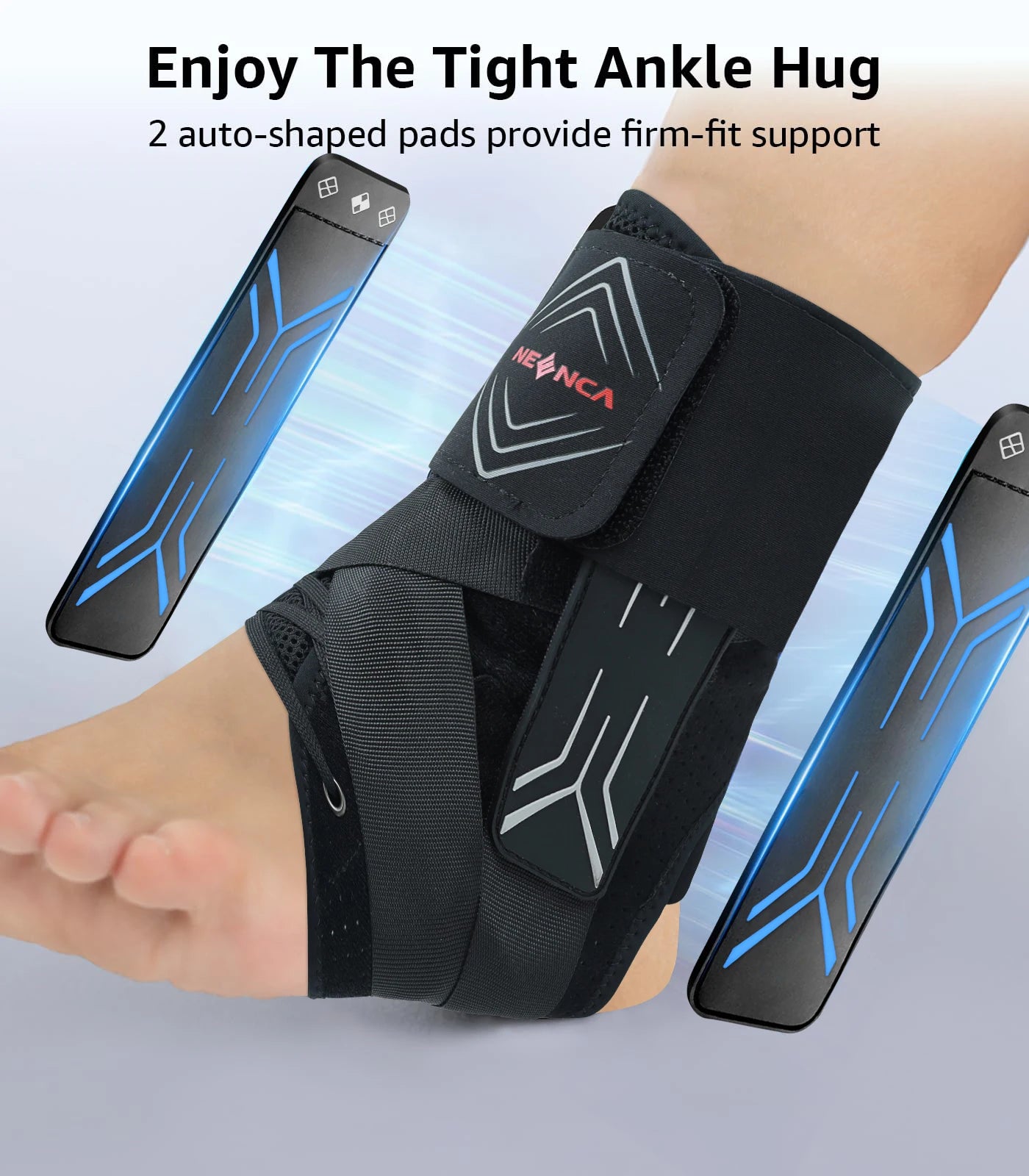NEENCA Ankle Brace for Sprained Ankle, Quick Lace Up Ankle Support for Women Men Ankle Stabilizer Injury Recover Running Sports