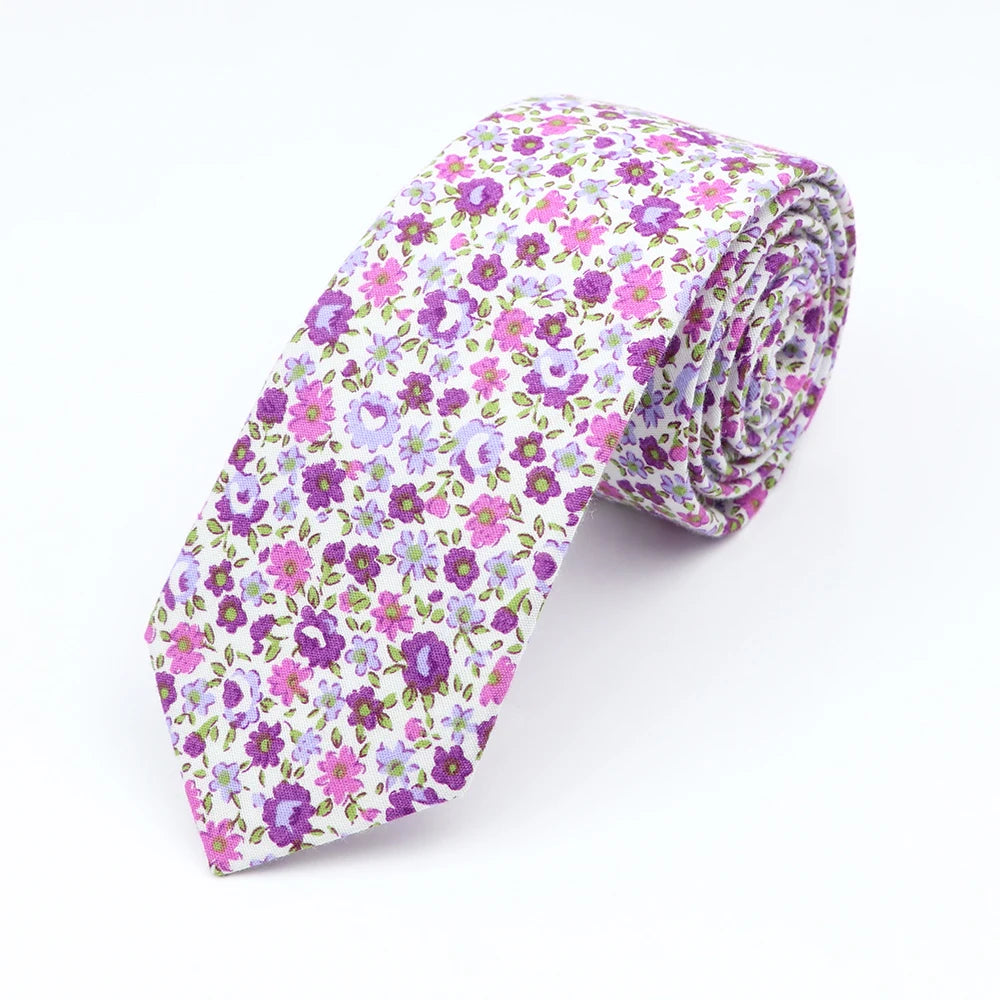 New Floral Elegant Tie For Men Women 100% Cotton Beautiful Flower Paisley Necktie Narrow Skinny Cravat Wedding Casual Corbatas