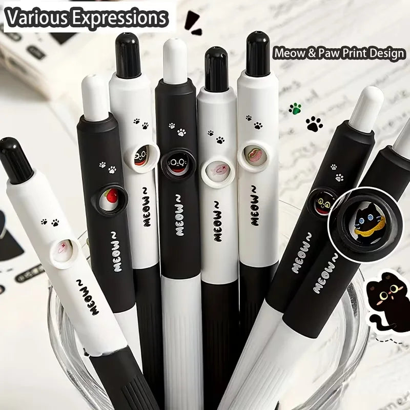 4pcs Kawaii Cat Pens Paw 0.5mm Quick-Dry Black Ink-Smooth Writing Retractable Pens School Journaling Birthday Christmas Gift ﻿