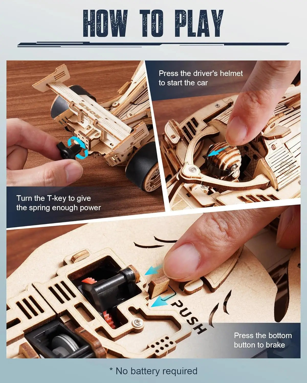 ROKR 3D Wooden Puzzle Formula Racing Car Mechanical Model Building Kit 1:18 Scale 241-piece Puzzle Toys for Adult to Build Ideal Gift for Boys Men