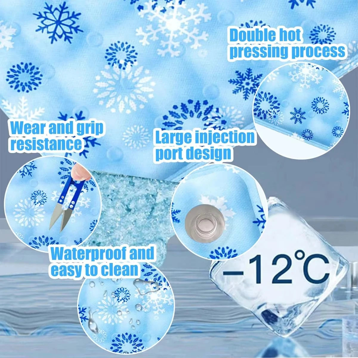 Pet Cooling Mat, Dry Ice Water Injection Cool Pad, Waterproof Wear Resistant, Summer Heat Relief Cooling Cushion for Dogs & Cats