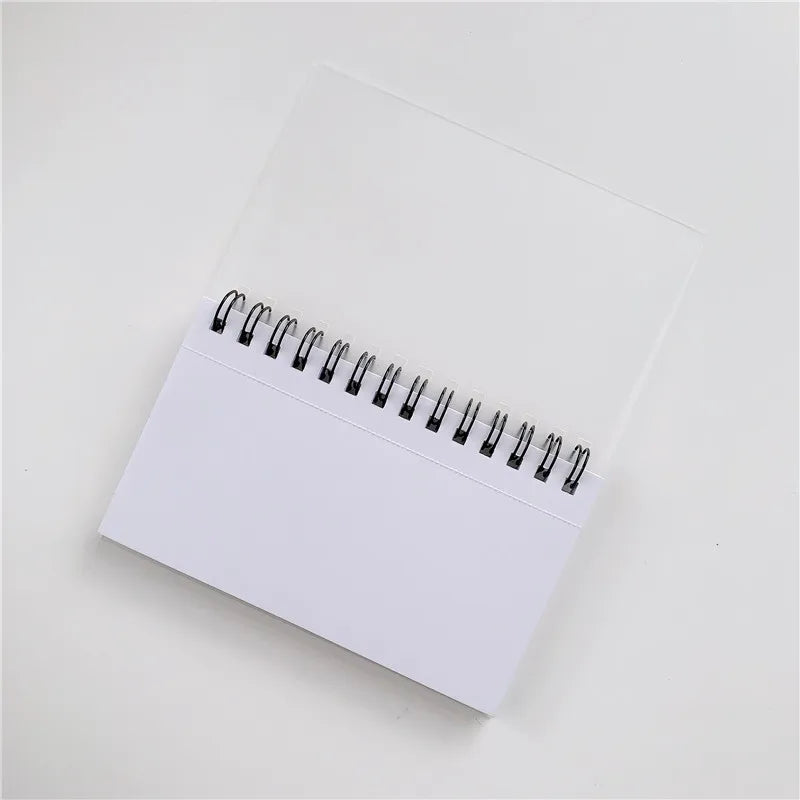 50 Sheets/book Colorful Tearable Spiral Notebook Horizontal Line Minimalist Transparent Cover Memo Pad School Office Writing Pad