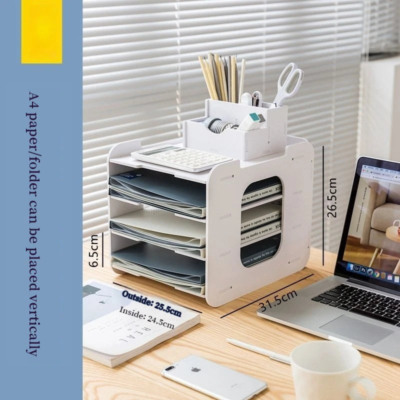 New Office Desktop File Rack Multi-Layer Folder Storage Box Desktop Finishing Artifact Office Supplies Storage Rack