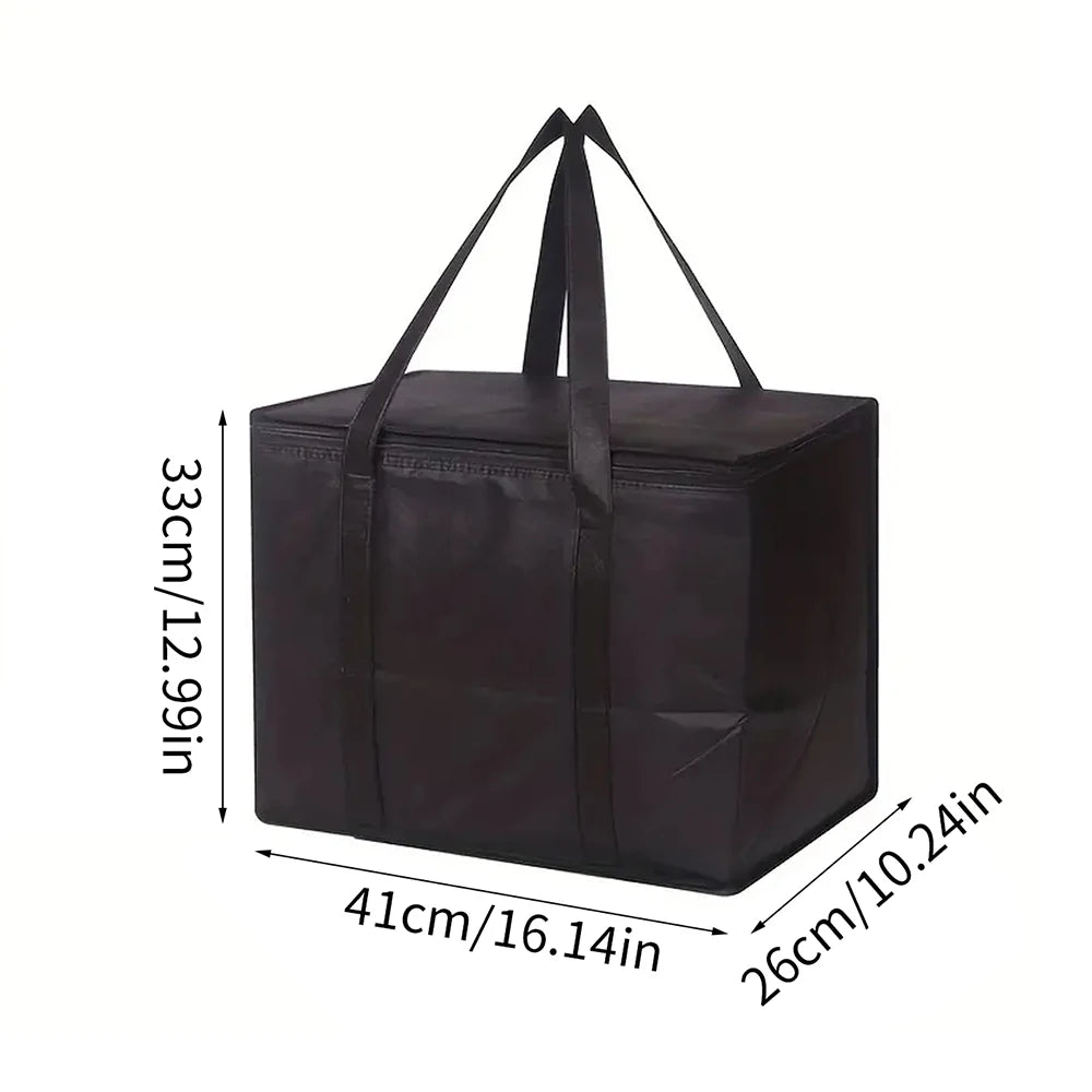 1PC Large Insulated Food Bag Reusable Foldable Hot Cold Meals Grocery Bags Zipper Bag Lightweight for Picnic Camping Outdoor