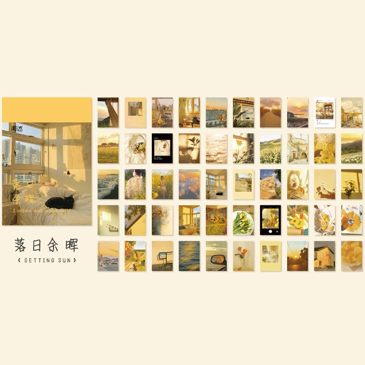 Yoofun 50 Sheets Natural Scenery&Art Paintings Stationery Stickers Book Aesthetic Landscape Cute Scrapbooking Planner Journaling