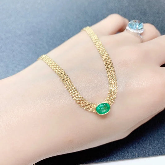 Natural Genuine Emerald Sterling Silver Pendants Precious Gemstone Romantic Fine Jewelrys S925 Gift Engagement