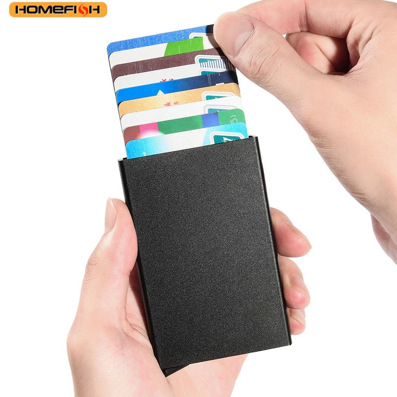 HOMEFISH Pop-up Metal Card Holder, Lightweight Portable Wallet, Fashion Mini Coin Purse for Men and Women