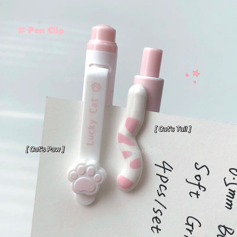 Lucky Cat Gel Pens – 4pc 0.5mm Black Ink Pens for Students & Office