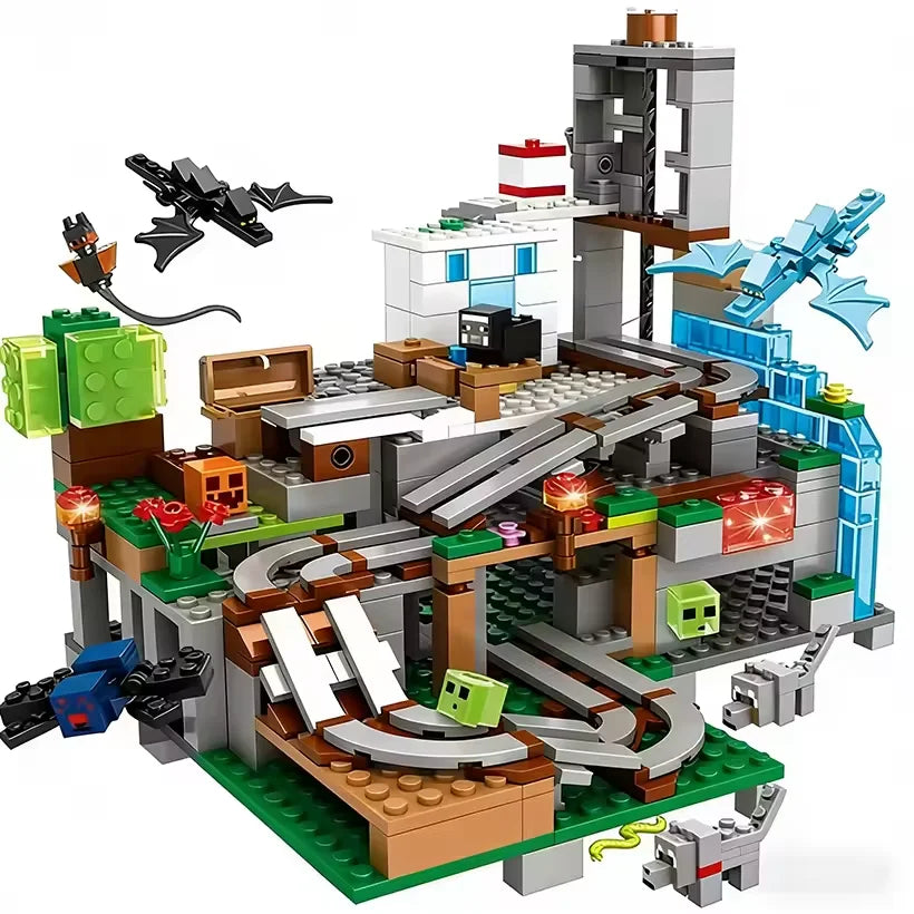 New Compatible World Block World Building Blocks Set with Trap Cave & Figures, Creative STEM Construction Toy Gift