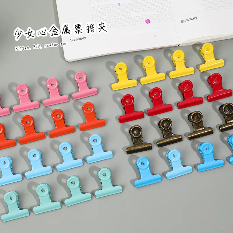 3cm Metal Long Tail Clip Dovetail Clip Retro Style Office Receipt Clip Girl Heart Round Tail Test Paper Folder School Supplies