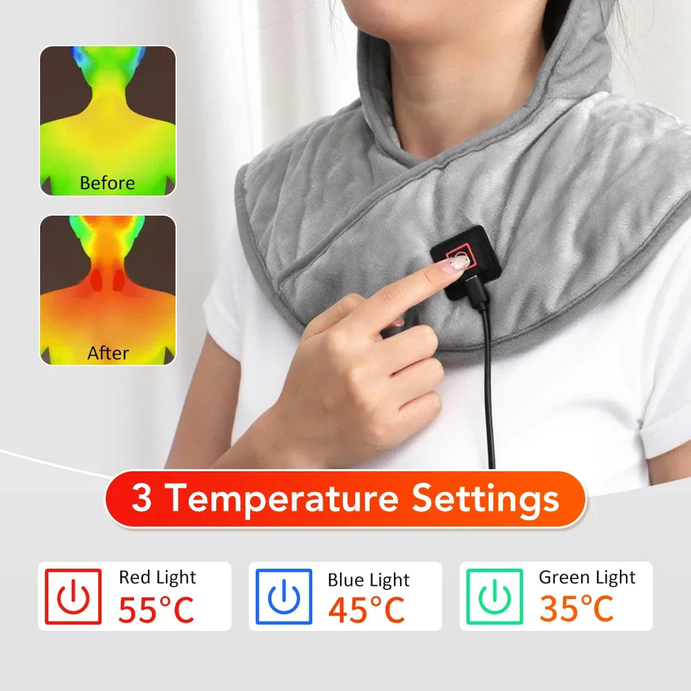 Electric Heating Shoulder Neck Pad USB Heated Back Wrap 3 Heat Level Soft Hot Compress Back Shawl Neck Shoulder Fast Heated Pad