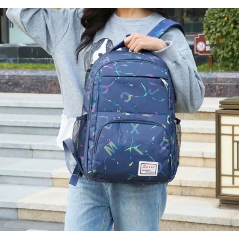 Fashion Cloth Students School Bag Large Capacity Casual Childrens Backpack Multifunctional Multilayer Solid Color Kids Backpack