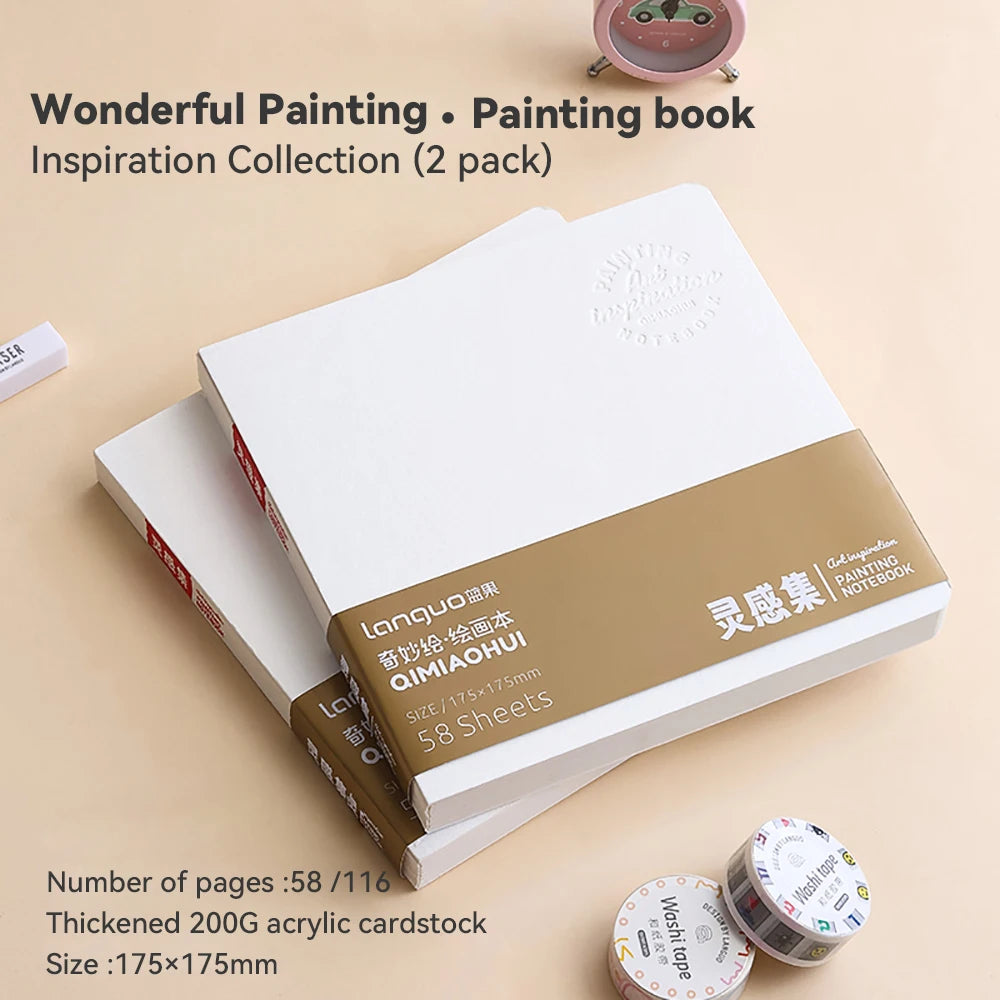 Languo 58 Sheets Drawing Notebook Thick Paper Sketchbook Portable Watercolor Book Gouache Notepad Art Supplies Stationery