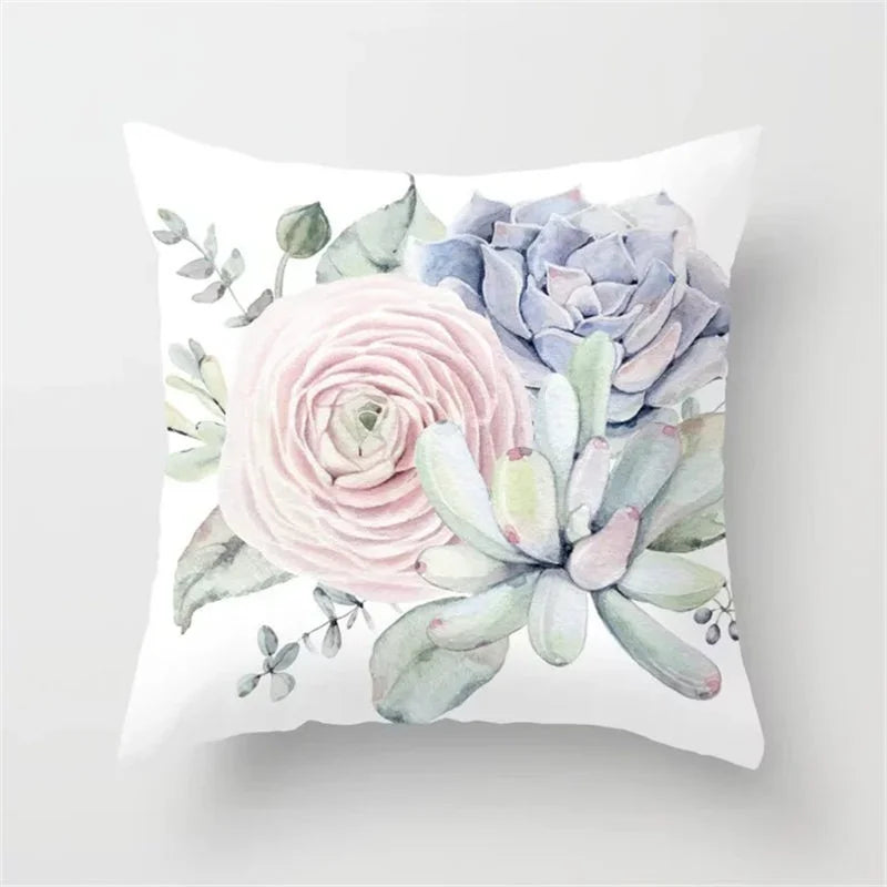 Cactus Flower Pattern Summer Decorative Cushions Pillowcase Polyester Cushion Cover Throw Pillow Sofa Decoration Pillowcover