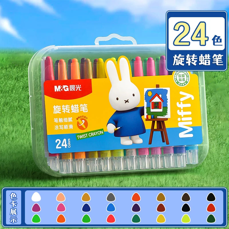 M&G Swivel Crayons for Kids No Mess Hands Paint Brushes 24/36/48 Colors Watercolor Pencils Set Art Supplies