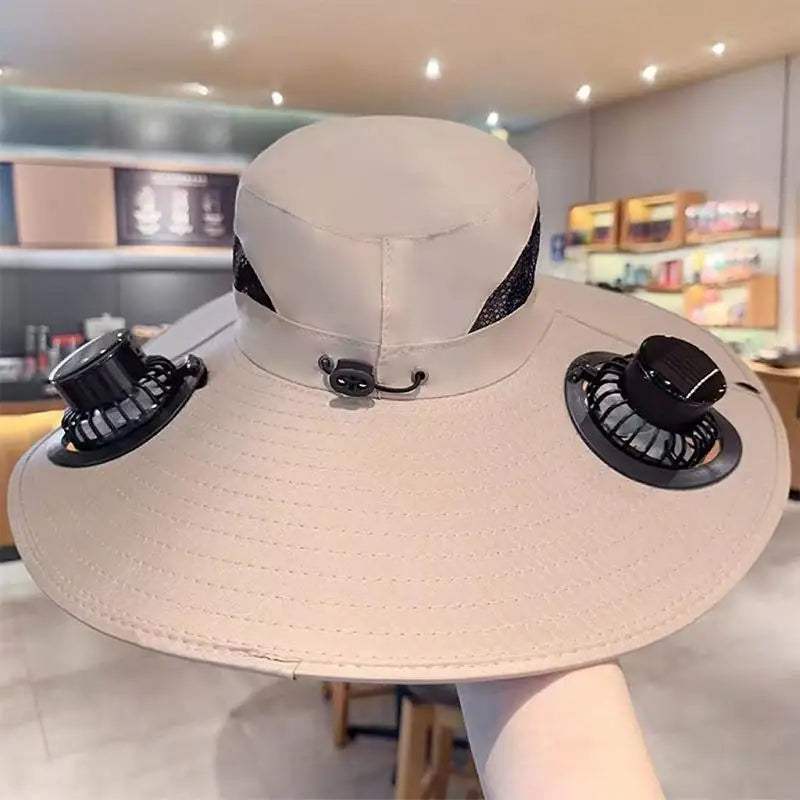 【SE】Solar Powered Sun Hat Cooling Fan UV Protection Outdoor Hiking Fishing Camping Summer Travel Bucket Hat Sun Protection Hat