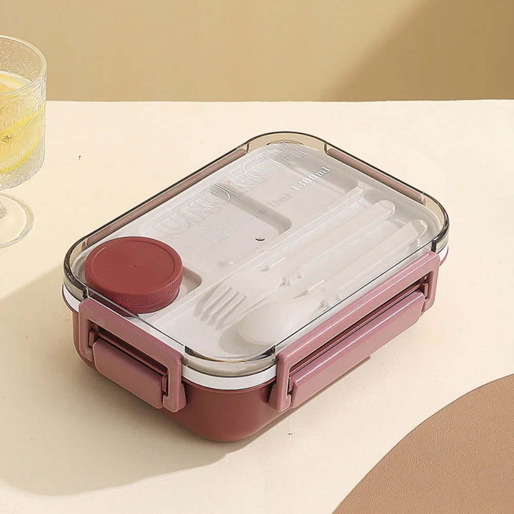 Portable Plastic Lunch Box for Children Adults Thermo Soup Bento Box with Tableware Leakproof Large Capacity Food Storage Boxes