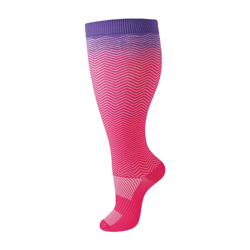 2XL-4XL Plus Size Compression Socks for Women Men 20-30 mmHg Wide Calf Extra Large Knee High Flight Sock for Circulation Support