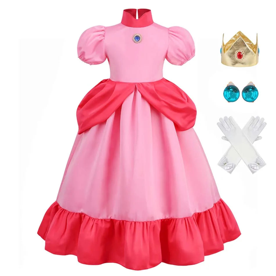 Daisy Girls Princess Dress Cartoon Movie Cosplay Costume Summer Kids Orange Party Outfits 2-10 Years Halloween Fancy Clothes