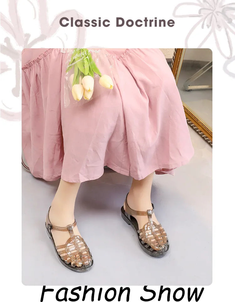 Women's Fashion Retro Sandals Ladies Versatile Outwear Flat Jelly Shoes Adult Non-slip Student Waterproof Beach Shoes SHW146