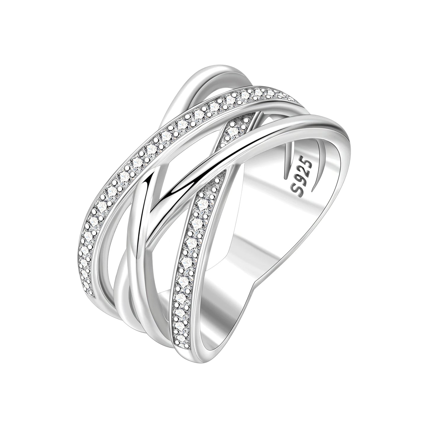 Orstarry S925 Sterling Silver Double Layered Cross Closed Ring For Women Finger Ring Personality Jewelry Party Trendy Gifts