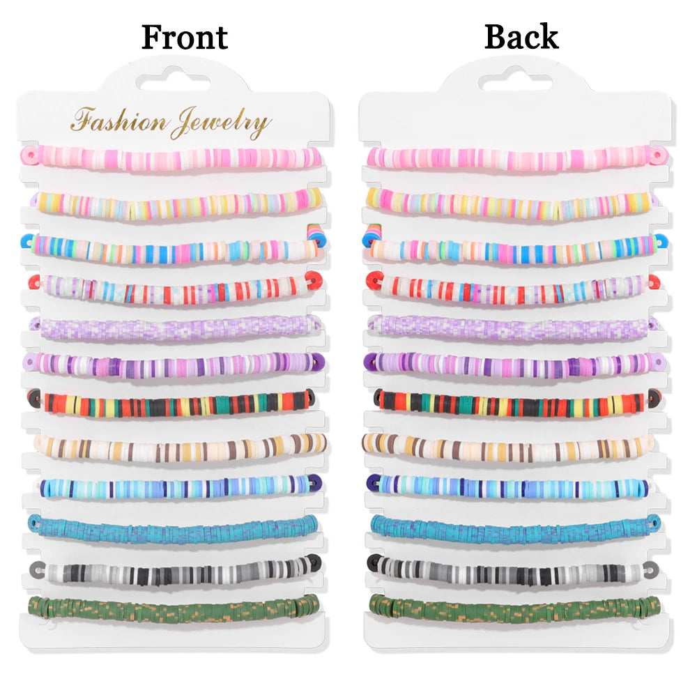 Wholesale 12pcs/set Bohemia Bracelet Set Colorful Natural Stone Crystal Seed Beads Evil Eye Braided Bracelets For Women Men